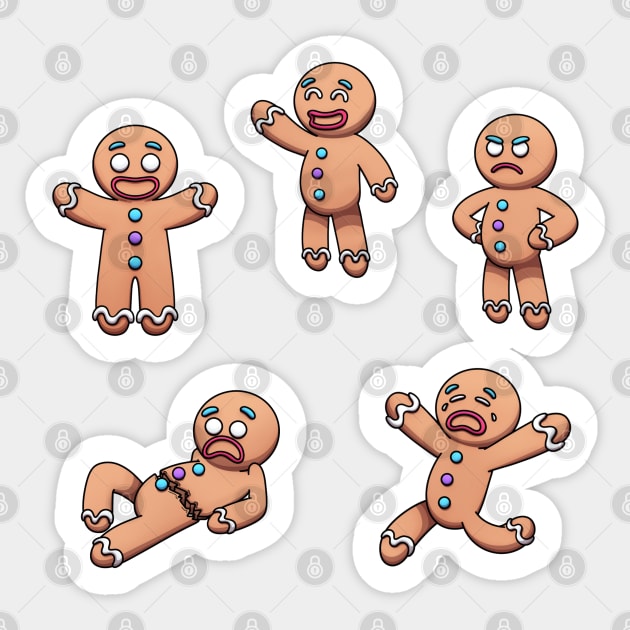 Gingerbread Man Cartoon Sticker Pack Sticker by TheMaskedTooner